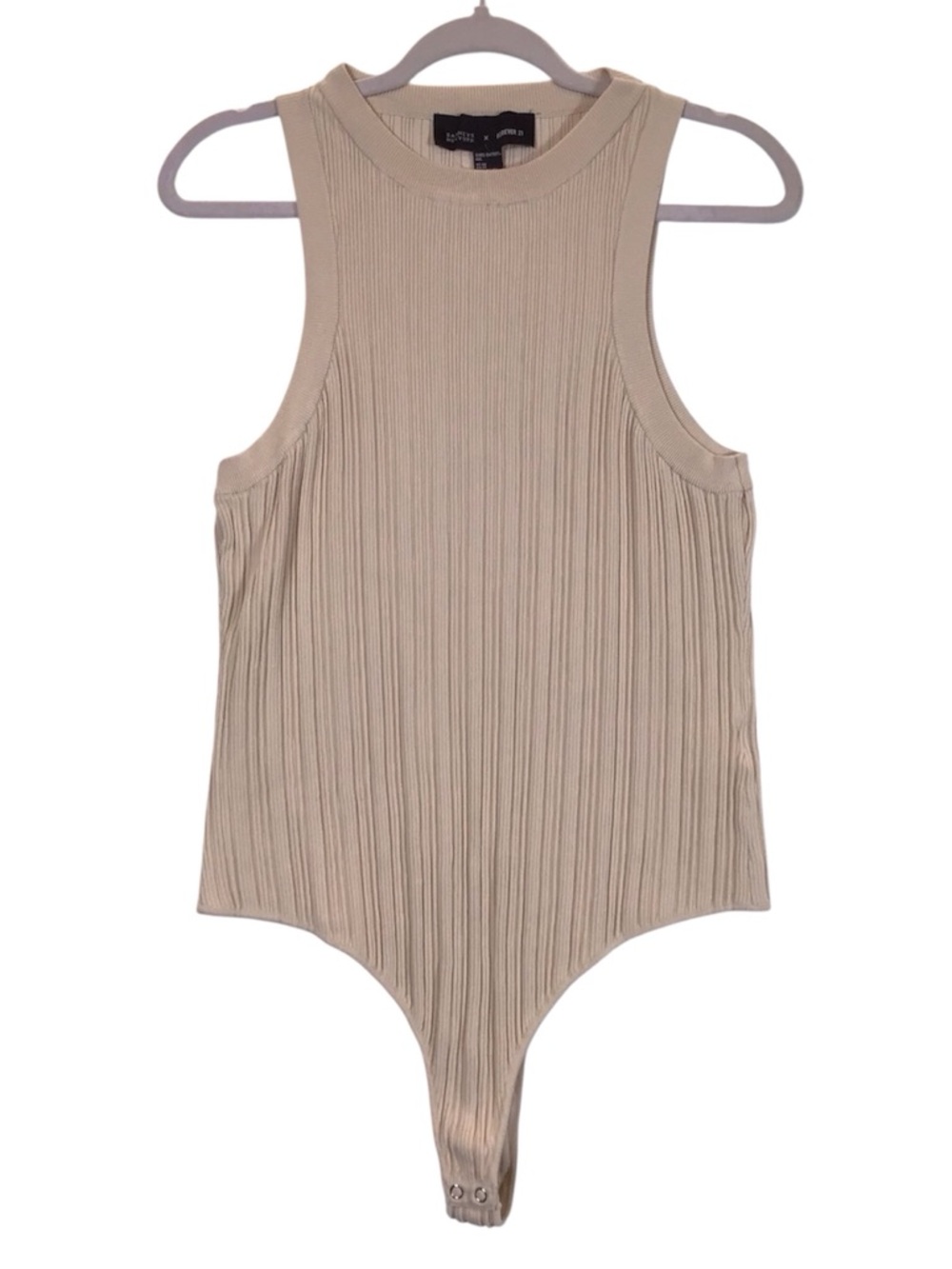 Barneys NY x Forever 21 Ribbed Bodysuit Size 3X Sleeveless Stretch Cream Baddie